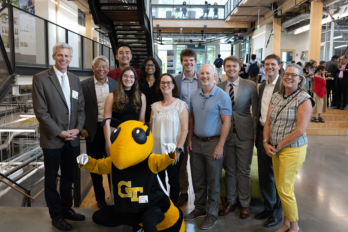The Student-led Georgia Tech Energy Club Team with Buzz, Georgia Tech’s Mascot