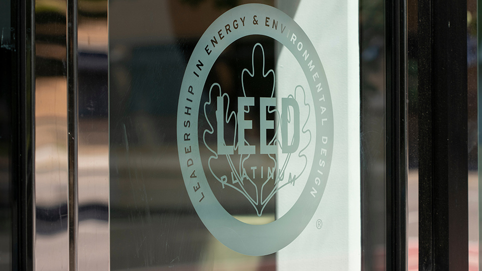 LEED Seal on building door