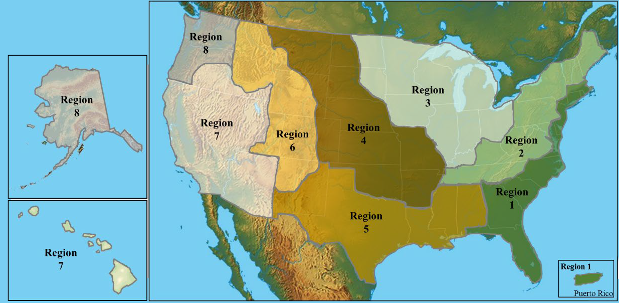 United States map showing the eight regions of the CORE-CM projects. Courtesy: Department of Energy