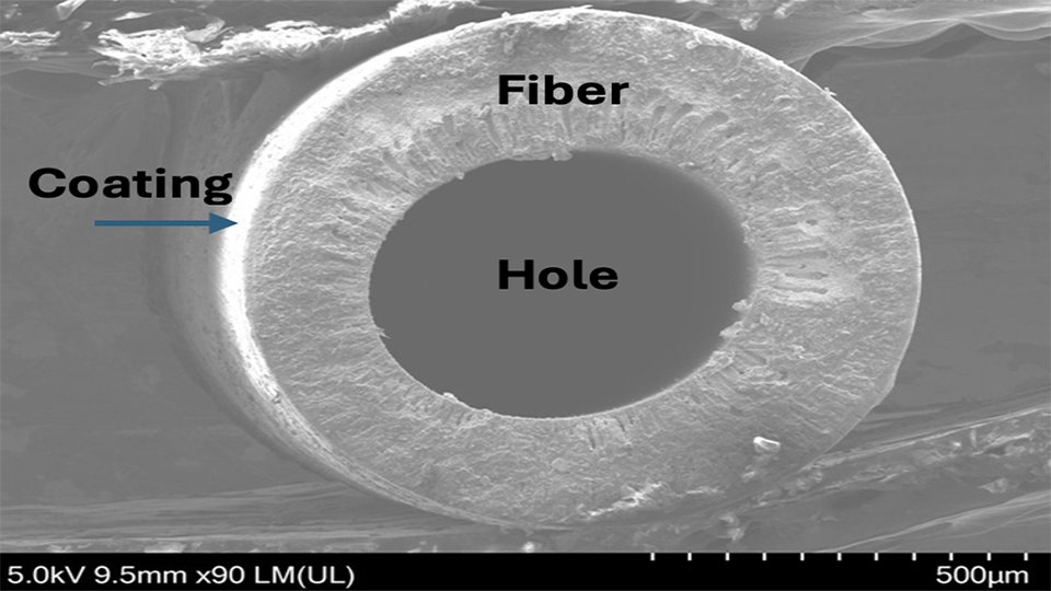 Research image of fabrication technique to coat hollow fibers 