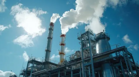 Power plant towers with exhaust